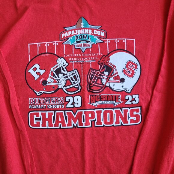 2009 Papa John's Bowl Long Sleeve Tee Shirt Rutgers NC State XL Russell Wilson - Picture 2 of 6